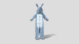 Male Rabbit Costume rabbit, bunny, fashion, clothes, spring, ears, summer, costume, mens, jumpsuit, wear, pbr, low, poly, blue, male