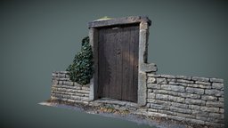 Old door france, gate, wooden, ivy, old, photoscan, photogrammetry, scan, stone, wood, door, wall