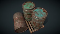 Oil Barrels pallet, barrel, oil, paint, euro, rusty, 55, drums, chipped, weathered, gallon, 200, liters
