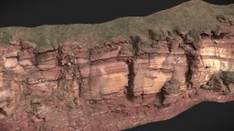 Red Desert Cliff Rock Module Scan spain, red, orange, flat, desert, ground, long, big, huge, cliff, large, realisic, realisim, photoscan, photogrammetry, 3d, blender, pbr, model, scan, stone, rock, modular