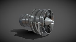 Jet Engine 3D turbine, airplane, section, jet, engine, rocket, cutaway