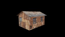 Rusty Country Shed desert, photorealistic, west, redneck, country, shed, rusty, rusted, western, american, town, metal, old, shack, shanty, lowpoly, house, home, usa, building, village, gameready