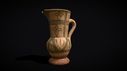 Hand Painted Amphora vase, pottery, clay, jug, amphora, pbr, lowpoly, gameready