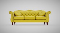 Yellow Velvet Chesterfield Couch sofa, couch, yellow, chesterfield, velvet, substancepainter, substance