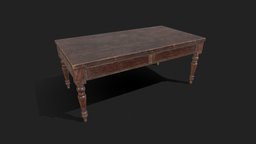 Old Table object, office, wooden, desk, retro, furniture, table, dirty, old, themed, asset, game, wood, horror