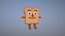 3D Cartoon Toast toast, cartoon, 3d, characterdesign, 3dtoast