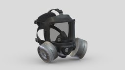 Safety Gas Mask Low Poly Realistic face, police, airborne, full, half, equipment, chemical, dust, protection, worker, toxic, filter, hazmat, pollution, protective, respirator, breathe, character, asset, game, 3d, pbr, military, air, industrial