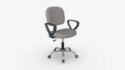 Office Chair with armrests and wheels 06 office, wheel, leather, armchair, adjustable, comfortable, seat, shock, soft, furniture, ergonomic, metal, absorber, armrest, 3d, pbr, chair, plastic