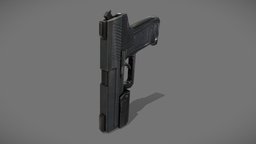 Low Poly Hand Gun ready, shot, pistol, game, pbr, low, poly, gun, black, hand