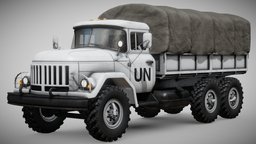 UN Supply Truck crate, truck, bed, white, africa, soviet, flat, army, transport, unreal, russian, offroad, zil, 4k, supply, un, cargo, old, 131, nations, united, supplies, humanitarian, game, blender, pbr, military, war, noai