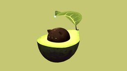 Avocato cat, cute, avocado, maya, animation, animated