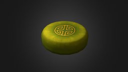 TeaScroll Clubhouse green, pillow, stylised, type, yellow, low-poly-model, draeskai, mozhubsprop, handpainted, cartoon, lowpoly, hand-painted, teascroll