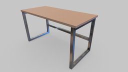 Rectangular Table Low-poly 3D model office, modern, white, desk, collection, brown, furniture, table, furnishing, metall, low-poly-model, low-poly, pbr, lowpoly, low, poly, plastic, black