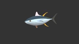 Yellowfin Tuna fish, fishing, river, underwater, animals, lake, ocean, aquarium, aquatic, sealife, tuna, oceanlife, fish-cartoon, low-poly, animal, animated, simple, sea