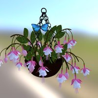 Hanging Basket flower, garden, basket, hanging, butterfly, fuchsia