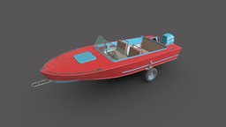Old Speedboat power, yacht, powerboat, private, motor, speed, vessel, sailboat, motorboat, watercraft, speedboat, recreational, outboard, speed-boat, low-poly, pbr, ship, sea, boat