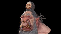 Deda (2021) goblin, troll, sad, orc, realtime, old, dreads, realism, character, pbr, bust, creature, animation, fantasy, skin