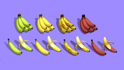 Bananas food, tropical, bananas, banana, snack, grocery, healthy, handpainted, unity, unity3d, cartoon, lowpoly, fruitstand, tropicalfruit, ripefruit, bananastand, fruitstalll, noai
