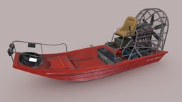Airboat Low-poly fishing, fan, motor, vessel, propeller, water, engine, airboat, swamp, motorboat, watercraft, recreational, vehicle, air, ship, boat, swamp-boat