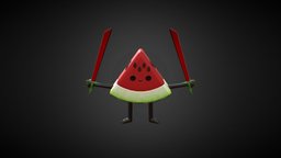 Watermelon warrior Remix green, food, fruit, red, cute, ninja, hands, sugar, watermelon, warior, cartoon, aricrow