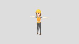 CartoonGirl037 Female Worker body, toon, people, comic, engineer, worker, uniform, woman, character, girl, cartoon, helmet, model, female, human, construction, funny, simple, person