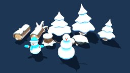 Winter forest  (Model Pack 2) tree, forest, winter, mobile-game, low-poly, model_pack, zima-winter