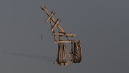 Medieval Wooden Crane antique, props-assets, props-game, oldprop, substancepainter, blender