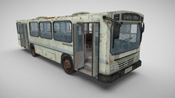 Old Bus abandoned, antique, bus, ready, realistic, old, game, low, poly, passger