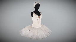 Ballet costume, white tutu LOW RES white, dance, artifact, museum, old, costume, ballet, tutu, swanlake, 3d, teatterimuseo, tanssi, baletti, theatremuseum, joutsenlampi