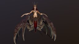Spider Queen insect, spider, women, queen, enemy, game-ready, low-poly-model, creature-monster, enemy-monster