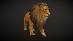 Lion hair, fur, lion, realistic-textures, handpainted, low-poly, blender, creature, animal, gamemodel