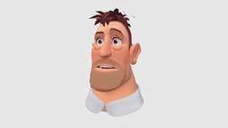 Stylized Face (Concept by José Manuel Fernandez) hair, topology, explosive, shadeless, eyes, conference, messy, albedo, handpainted, man, stylized, fantasy, messyhair