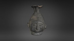 Bouteille en forme de tête humaine vase, coca, peru, museum, inca, francecollections, saint-germain-en-laye, chimu, archaeology, noai