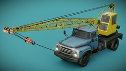 Mobile Crane truck, soviet, prop, 4x4, retro, hook, rusty, russian, vr, offroad, 4k, old, ussr, crane, lorry, game, blender, pbr, mobile, city, construction, village, industrial, noai