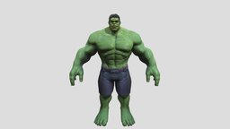 CARTOONIC HULK (Textured) (Rigged) marvel, hulk, avengers, cartoonic, character, 3dmodel