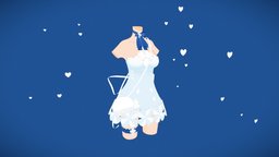 Baos Valentine Outfit cute, white, flowers, valentine, dress, hearts, whale, animegirl, flatshading, cutegirl, substancepainter, blender3d, blue, envtuber
