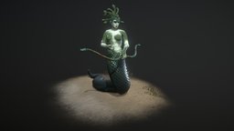 SpellForce 3 — Medusa diorama, mythical, spellforce3, character, game, lowpoly, gameart, female, creature, fantasy