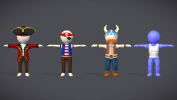 Hyper-Casual Stickman Pack muscle, viking, sailor, stickman, seaman, lowpoly, gameasset, pirate, gameready, hypercasual