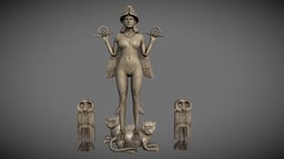 Ishtar Mesopotamian goddess (Ereshkigal) vr, ar, goddess, babylon, celestial, ishtar, neo-assyrian, nimrud, mesopotamia, mesopotamian, akkadian, inanna, game, lowpoly, 3dmodel, video, ereshkigal