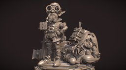 Alvynn the Alchemist 3dprintable, gnome, miniature, engineer, dnd, 3dprinting, backpack, potion, vial, character, 3dprint, fantasy, noai, alchemyst