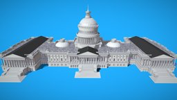 United States Capitol low poly white, exterior, unreal, federal, capitol, washington, congress, dc, senate, engine, presidential, omg, trump, goverment, lowpoly, house, usa, building