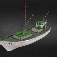 Servicevessal project, fishing, ww2, service, redsands, vessal, low, poly, boat