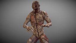 Zombie retopology, game, skull, man, animation, free, monster, rigged, skin, horror, gameready, zombie, damages