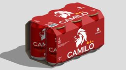 Beer 330ml Pack 6 Cans Low Poly PBR drink, food, generic, can, aluminium, beverage, beer, supermarket, soda, water, cold, liquid, canned, refreshment, condensation, alcoholic, asset, game, 3d, low, poly