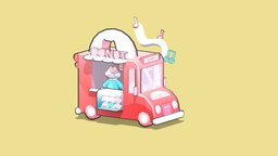 Donut Truck cat, cute, 3dart, melbourne, donut, substancepainter, maya, animated, 3dmodel, backfaceculling, donuttruck