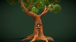 Talking Tree 3D Cartoon Rigged and Animated tree, plant, forest, branches, talking, oldman, wisdom, character, cartoon, pbr, animated, leaves, rigged