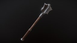 Medieval Mace realistic historic, leather, warrior, club, viking, medieval, melee, antique, mace, realistic, iron, weapon, lowpoly, wood, fantasy, gameready, ancent, noai