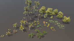 Tropical Island foliage trees, grass, tropical, oak, pine, palm, acacia, pack, joshua, foliage, sticks, coconut, curly, shrubs, leaves