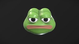 Unamused Pepe green, sculpt, base, mesh, sad, meme, good, frog, toad, feels, head, memes, pepe, kek, frogs, praise, man, pepes, unamused