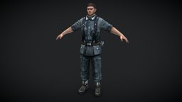 German WWII Soldier soldier, german, wwii, gray, t-pose, nazi, uniform, reich, wermacht, nazi-germany, nazist, character, asset, game, 3d, mobile, man, war